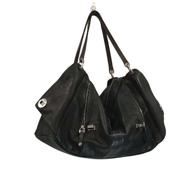 Black Leather Shoulder Bag, Tentazione Due, Made in Italy - Picture 4 of 9